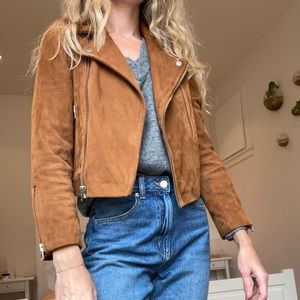 Topshop brown leather suede jacket